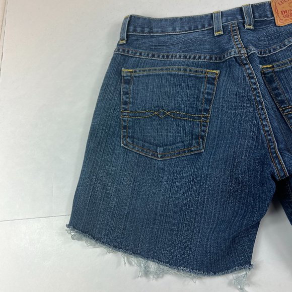 Lucky Brand Shorts Women's 27 Easy Rider Blue Fade Whisker Cut Off Denim Jorts - Picture 9 of 16